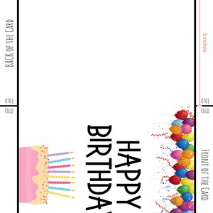 Birthday Card, Printable Happy Birthday Digital Card, 5x7 Inch ...