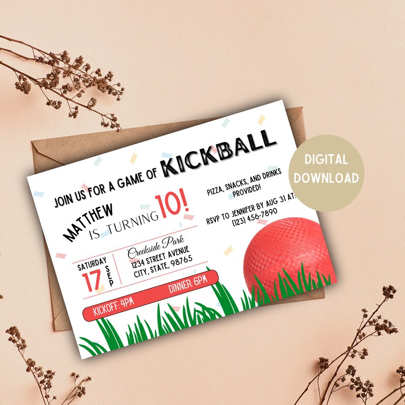 Kickball Party Invitation Kickball Party Kickball Etsy