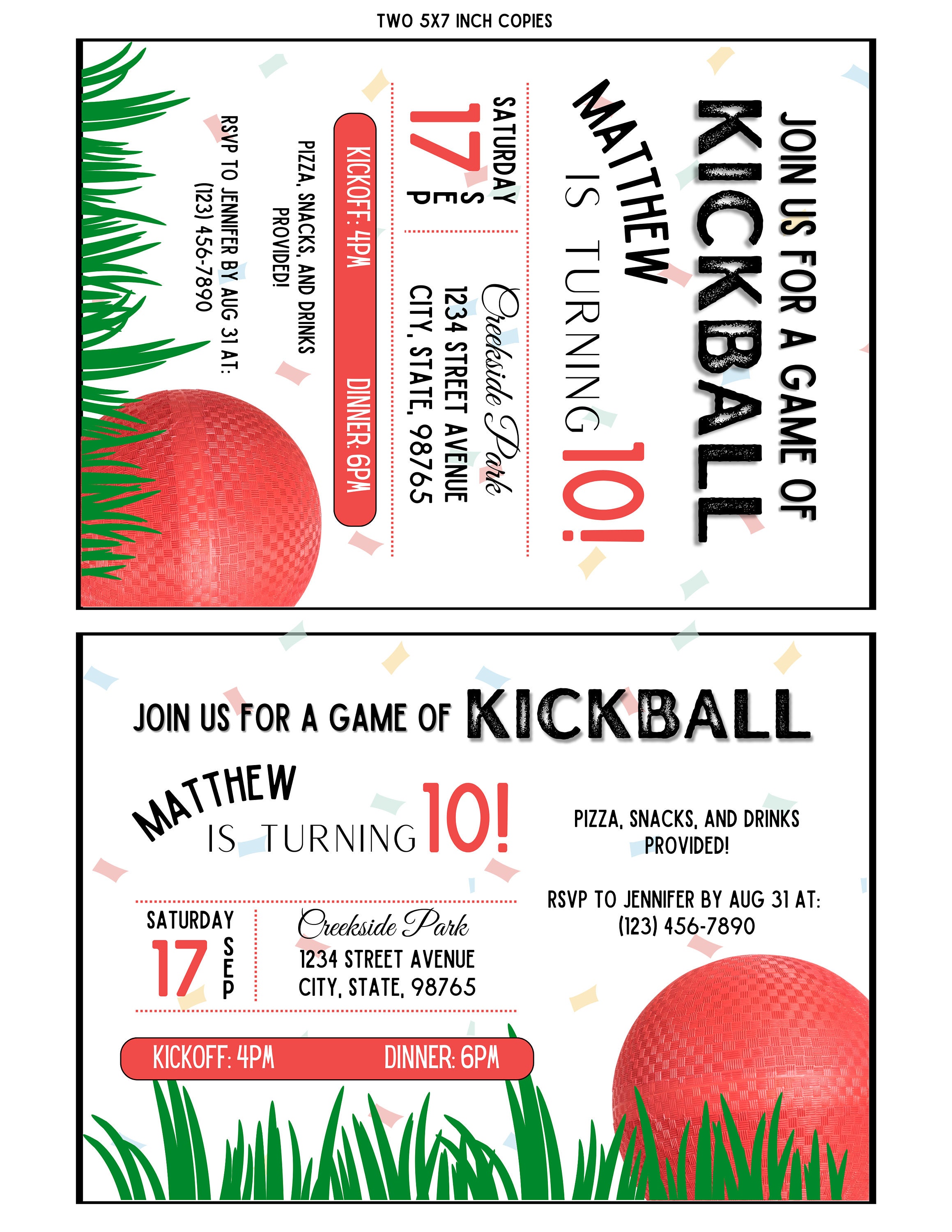 Kickball Party Invitation Kickball Party Kickball Digital Download 5x7