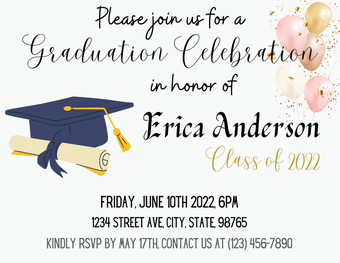 Graduation Invitation Printable Template | Graduation Celebration Party ...