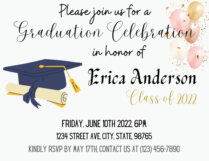 Graduation Invitation Printable Template | Graduation Celebration Party ...