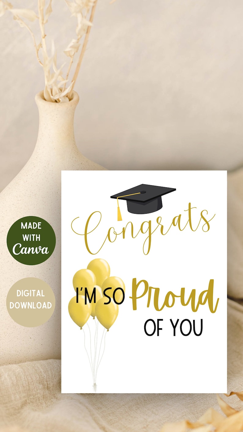 Graduation Card Congrats Grad Printable Template 5x7in - Etsy