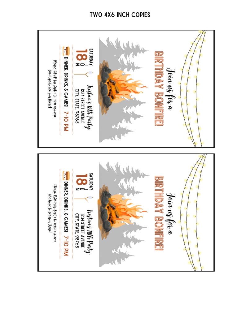 Bonfire Birthday Invitation digital Download Booze and Bonfires Bonfire Invitations Bonfire ...