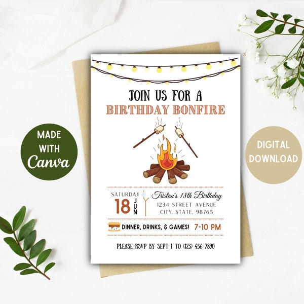 Bonfire Invitation | DIGITAL TEMPLATE | Bonfire Night | Booze and Bonfires | Bonfire Birthday | Bonfire Invite | Bonfire Party | Bonfires