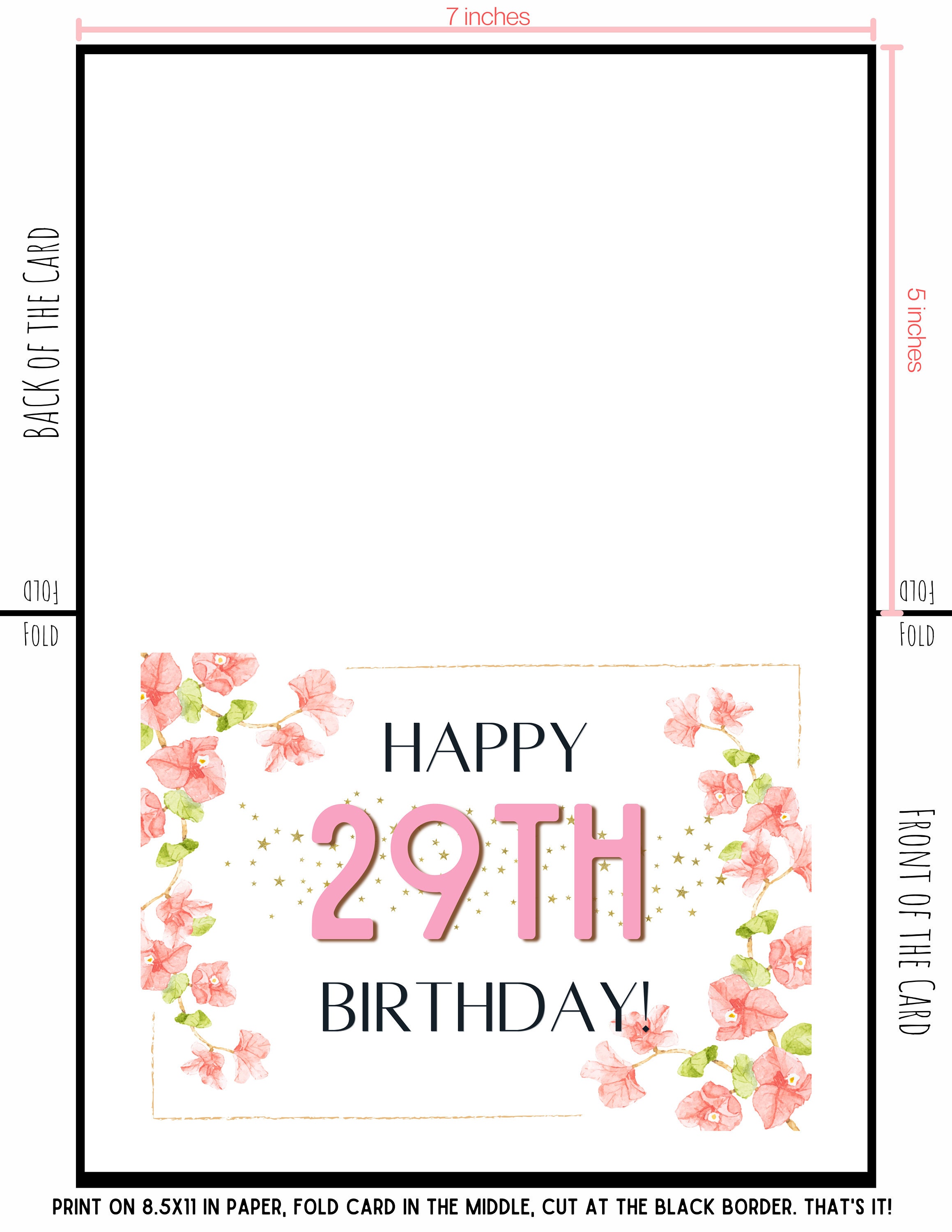 29th Birthday Card 29th Birthday DIGITAL DOWNLOAD 29th - Etsy
