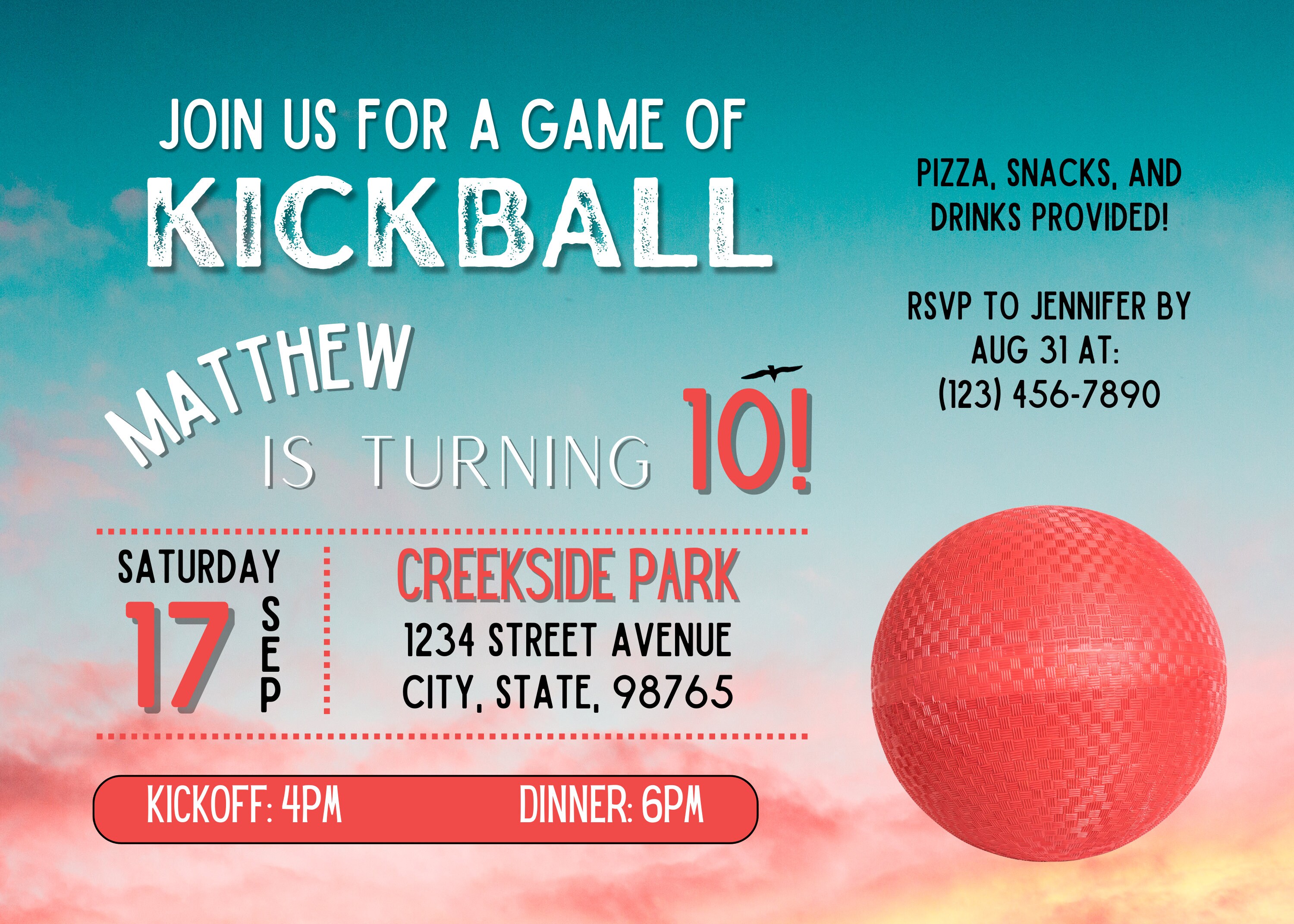 Kickball Party Invitation Kickball Party Kickball Invitation Digital