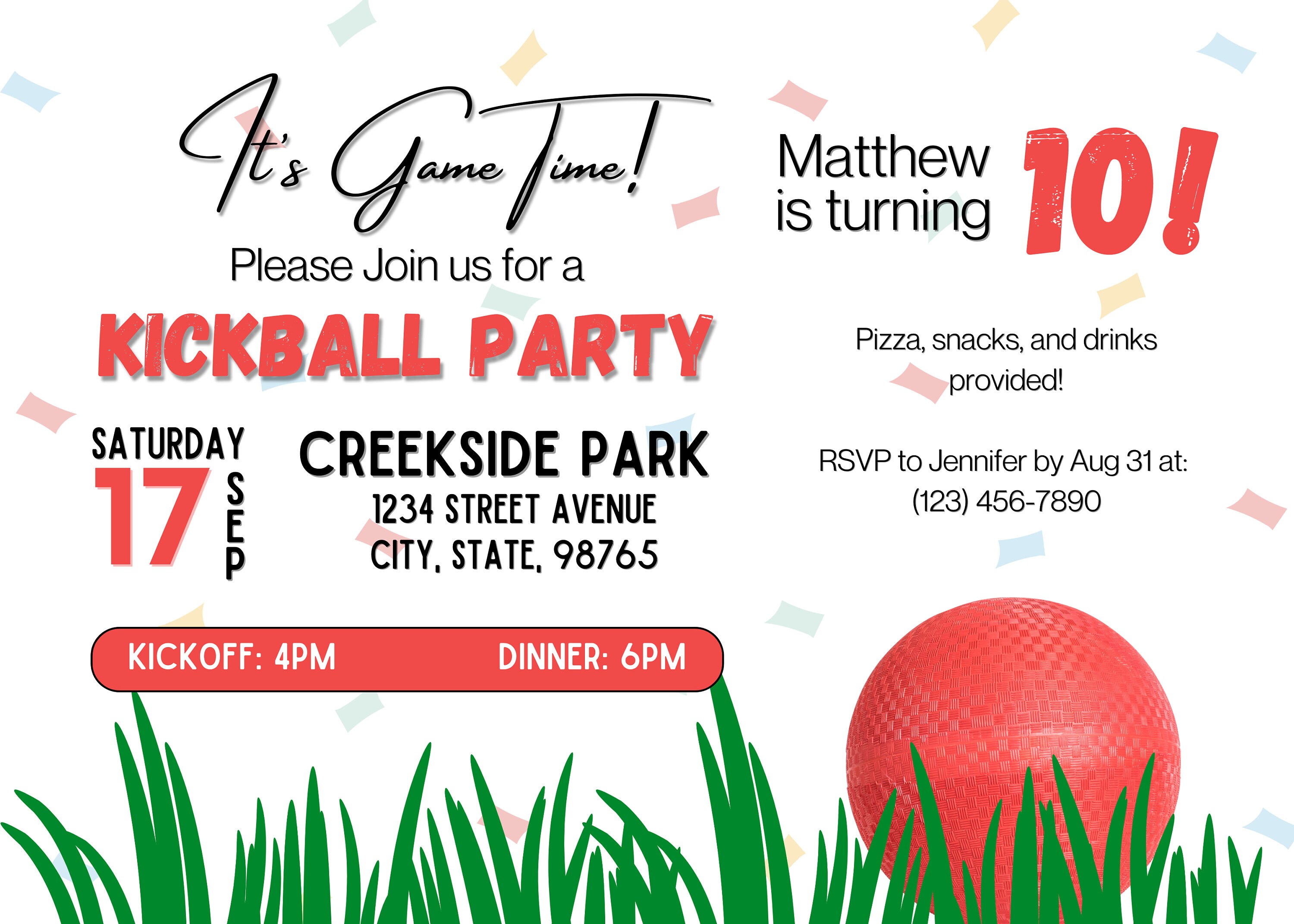 Kickball Party Invitation Kickball Party Kickball Digital Download 5x7