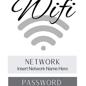 Wi-fi Password Sign 1 Page DIGITAL DOWNLOAD, Wi Fi Password Sign, Wifi ...