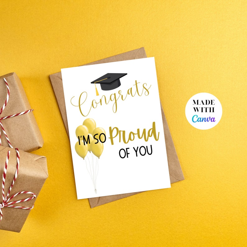 Graduation Card Congrats Grad Printable Template 5x7in - Etsy