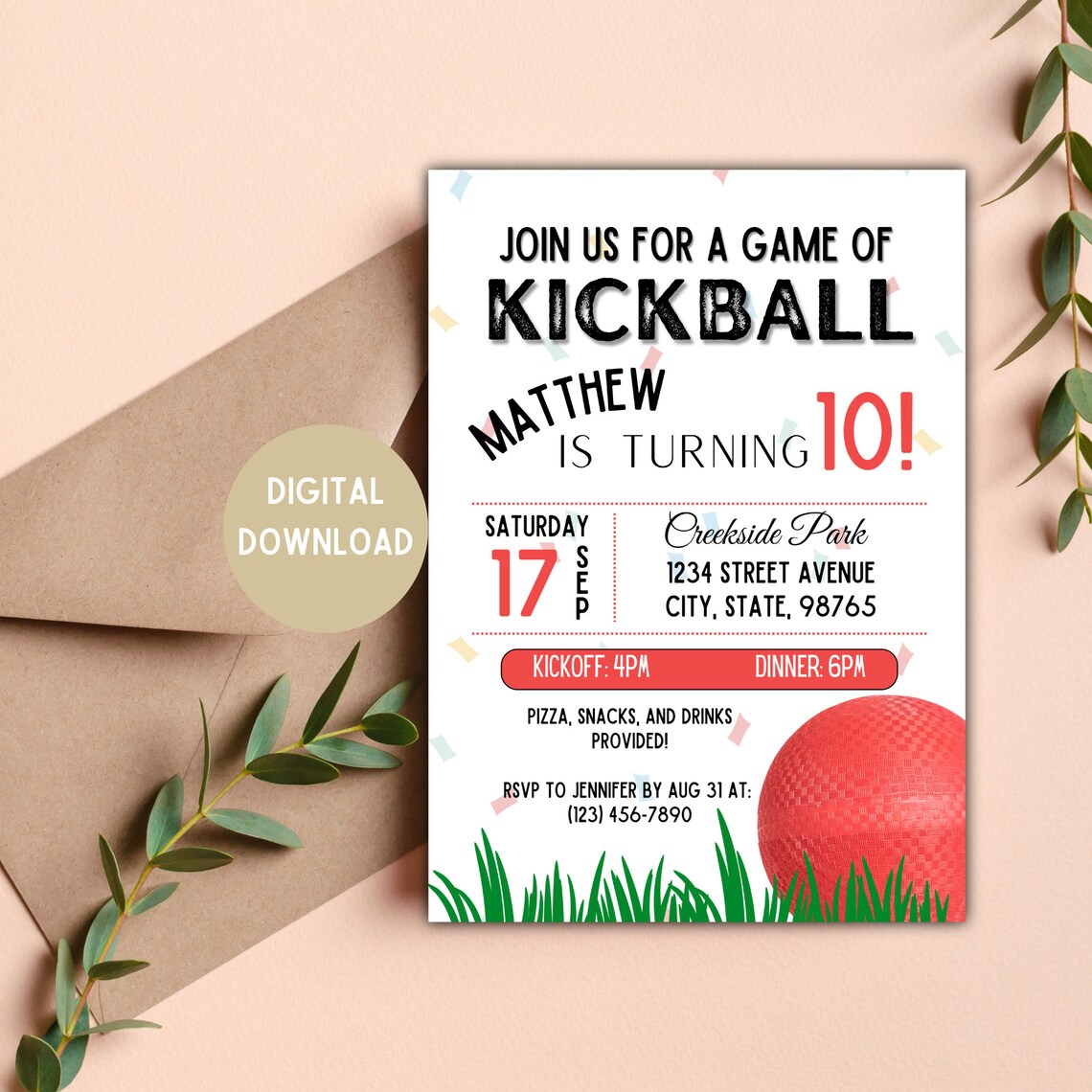 Kickball Party Invitation Kickball Party Kickball Etsy