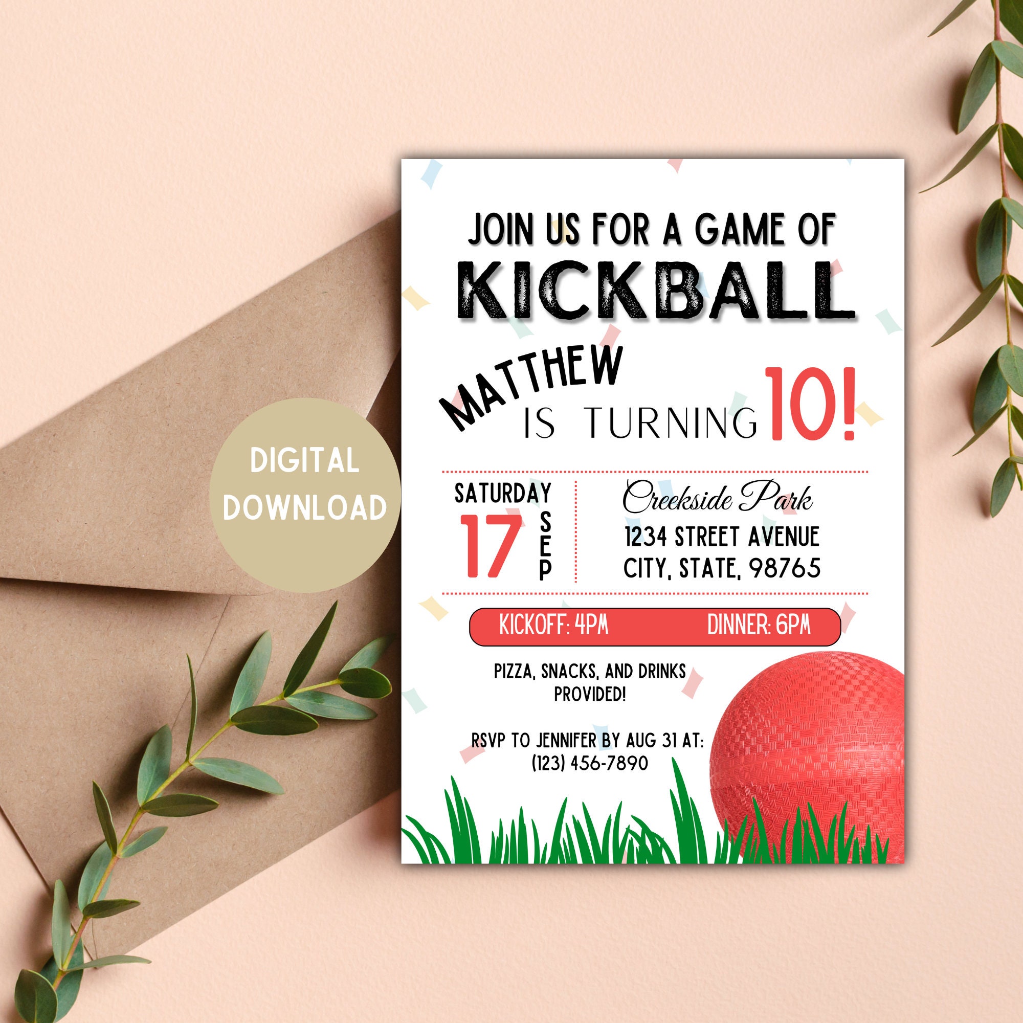 Kickball Party Invitation Kickball Party Kickball Etsy