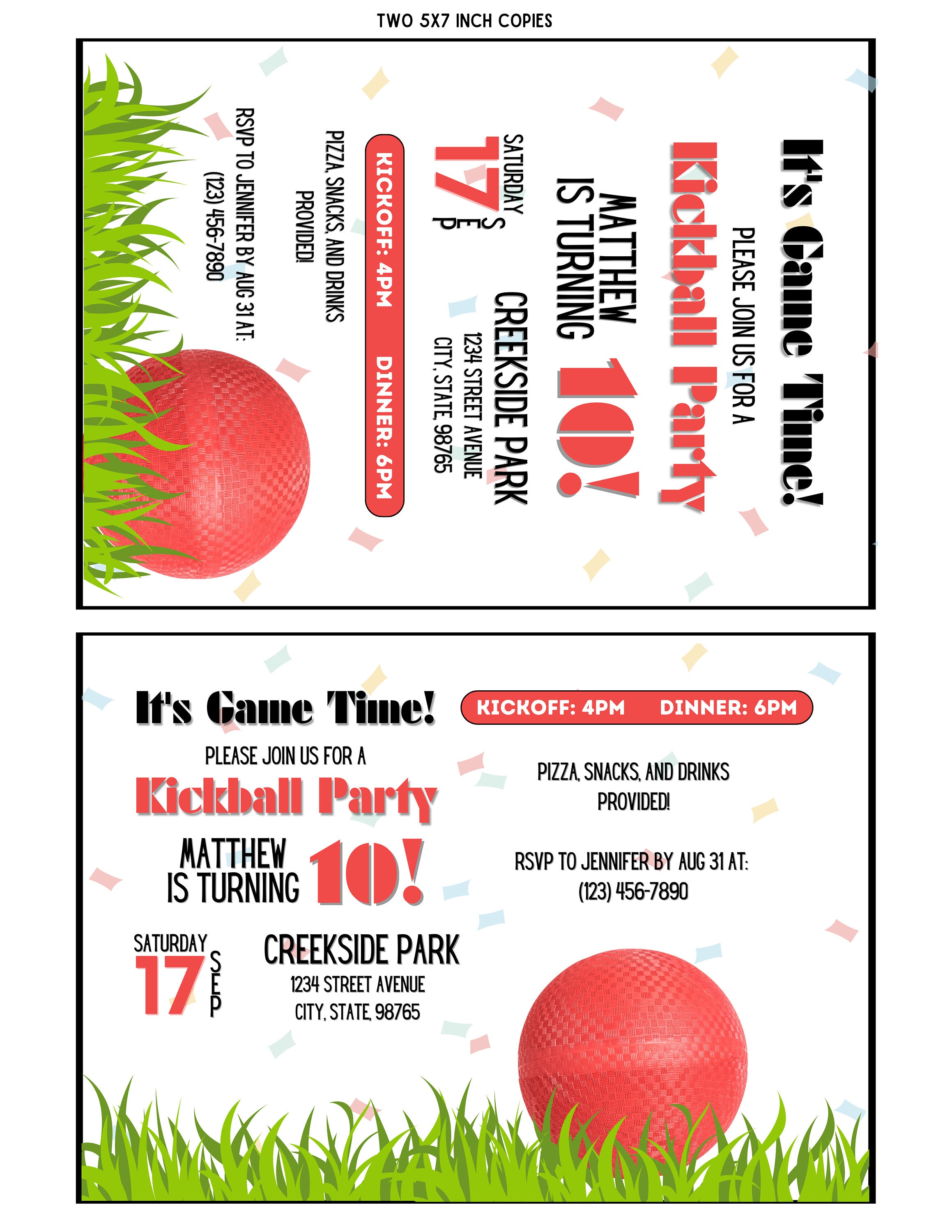 Kickball Party Invitation Kickball Birthday Invitation Kickball
