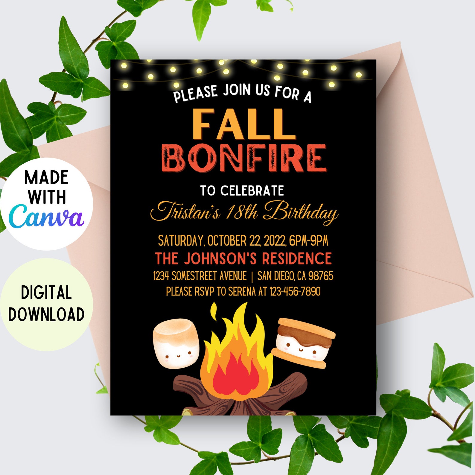 Bonfire Invitation DIGITAL TEMPLATE Bonfire Night Booze and Bonfires Bonfire Birthday Bonfire ...