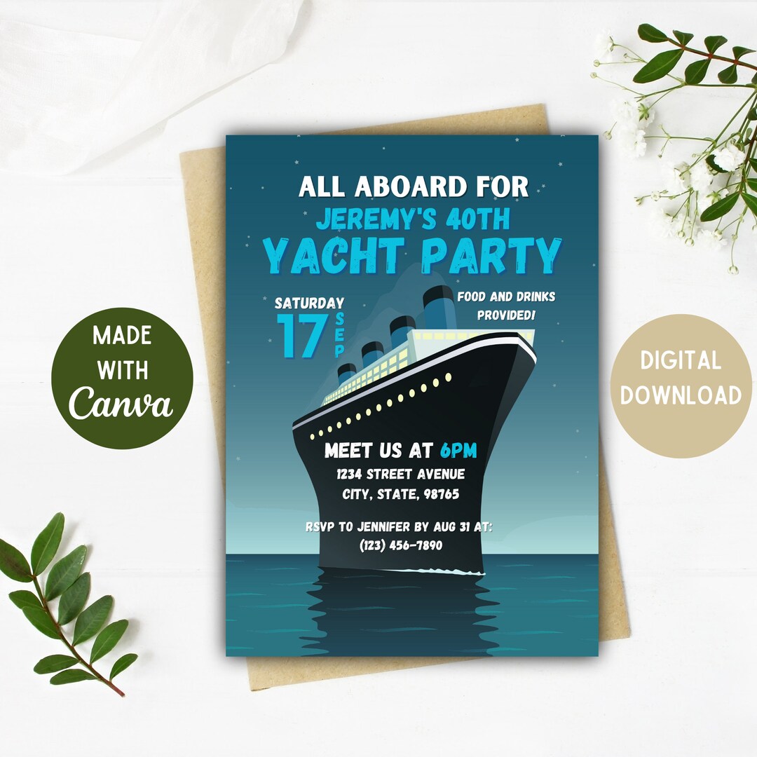 Yacht Birthday Party Invitation TEMPLATE Yacht Party Etsy