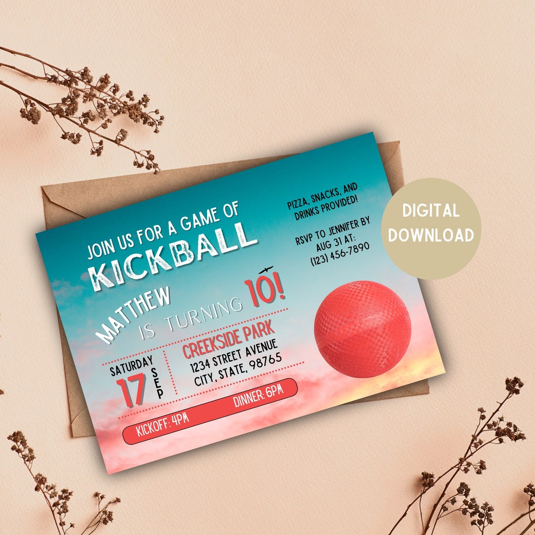 Kickball Party Invitation Kickball Party Kickball Invitation Digital