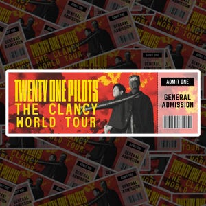 Twenty One Pilots ""Clancy World Tour"" Konzertkarten-Aufkleber."