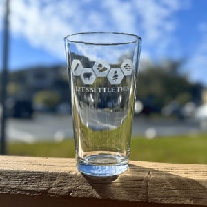 Etched Whiskey and Pint Glasses - Catan, Settlers of Catan