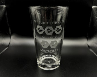 Etched Whiskey and Pint Glasses - Catan, Settlers of Catan