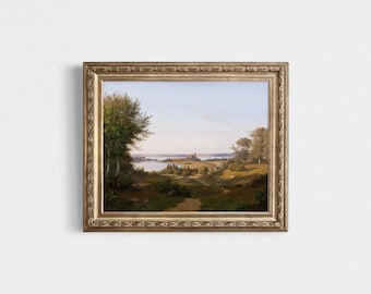Vintage Danish Landscape Painting | Danish Castle Painting | Vintage Pastoral Landscape Painting | Vintage Wall Art | Vintage Painting Print