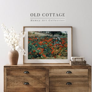 Poppy Field Art Print Wildflower Art Print Wildflower Painting Poppy Field Painting Vintage Floral Painting Print Floral Art Print Vintage