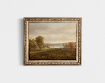 Pintura de paisagem de lago e árvores de verão ou outono | Pintura de paisagem de lago de verão | Pintura de paisagem do lago outono | Pintura Homesteading
