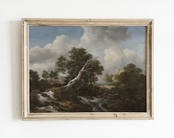 Moody Vintage Landscape Painting | River Landscape Painting | Vintage Printable Wall Art | Vintage Painting Prints | Downloadable Art