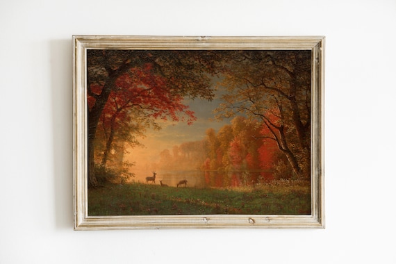 Autumn Landscape Painting | Autumn Trees Art | Fall Season Vintage Art | Fall Landscape Painting | Vintage Autumn Art | Vintage Autumn