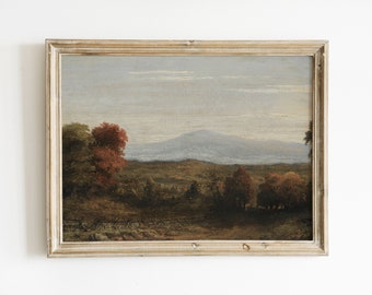 Moody Landscape Painting | Vintage Autumn Landscape Painting | Summer Landscape Painting | Gloomy Landscape Painting | Dreary Landscape