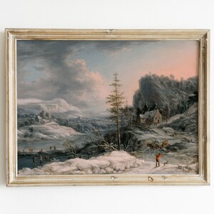 Winter Landscape Painting | Christmas Landscape Painting | Vintage Art Print | Antique Art | Vintage Landscape Painting | Digital Download
