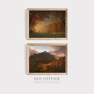 Vintage Autumn Gallery Wall Art | Vintage Fall Landscape Scene | Fall Landscape Gallery Wall | Autumn Trees Gallery Wall | Autumn Gallery