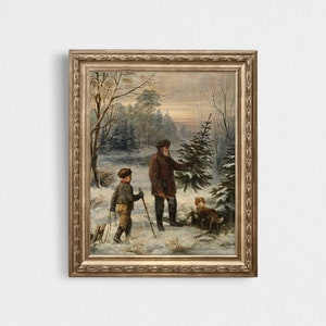 Christmas Wall Art Prints Christmas Tree Painting Vintage Christmas Tree Print Country Christmas Wall Art Vintage Christmas Art Print