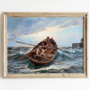 Nautical Wall Art Vintage Nautical Painting Print Fishing Painting Fishing Art Print Vintage Nautical Print Wall Art Print Nautical Download