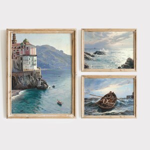 Amalfiküste Galerie Wandkunst Download | Italienische Küsten Gemälde | Küsten Galerie Wandkunst | Ozean Galerie Wandkunst | Nautische Gemälde