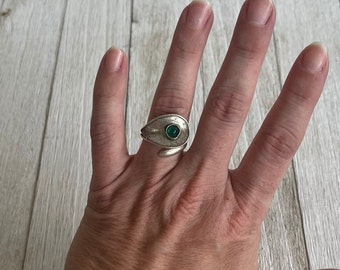 Cala Lily Green Aventurine Silver Ring