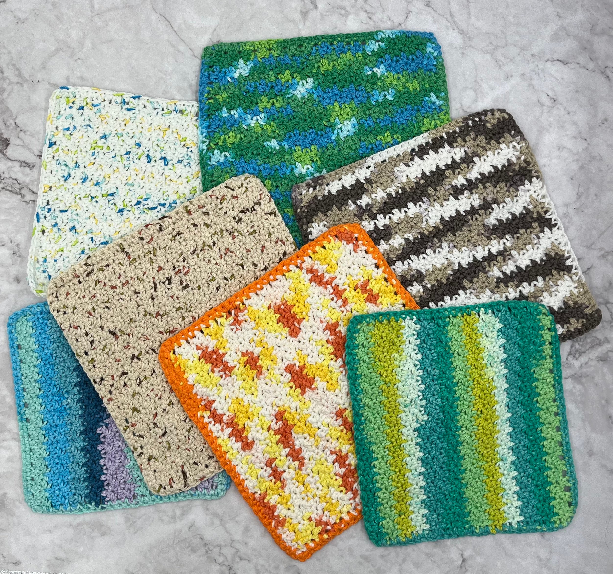 100% Cotton Dishcloth / Washcloth Super Soft 8 in X 8 in Solids and  Multicolored Hand Crocheted Made With I LOVE THIS Cotton Yarn 