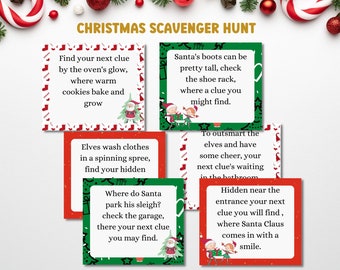 Christmas Scavenger Hunt Game for Kids – Printable Treasure Hunt, Indoor Activity, Instant Download