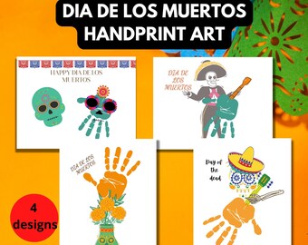 Dia de los muertos Handabdruck Handwerk druckbares Andenken, Tag der Toten Handabdruck Kunst, Erinnerung für Dia de los Muertos, Handabdruck Art Craft