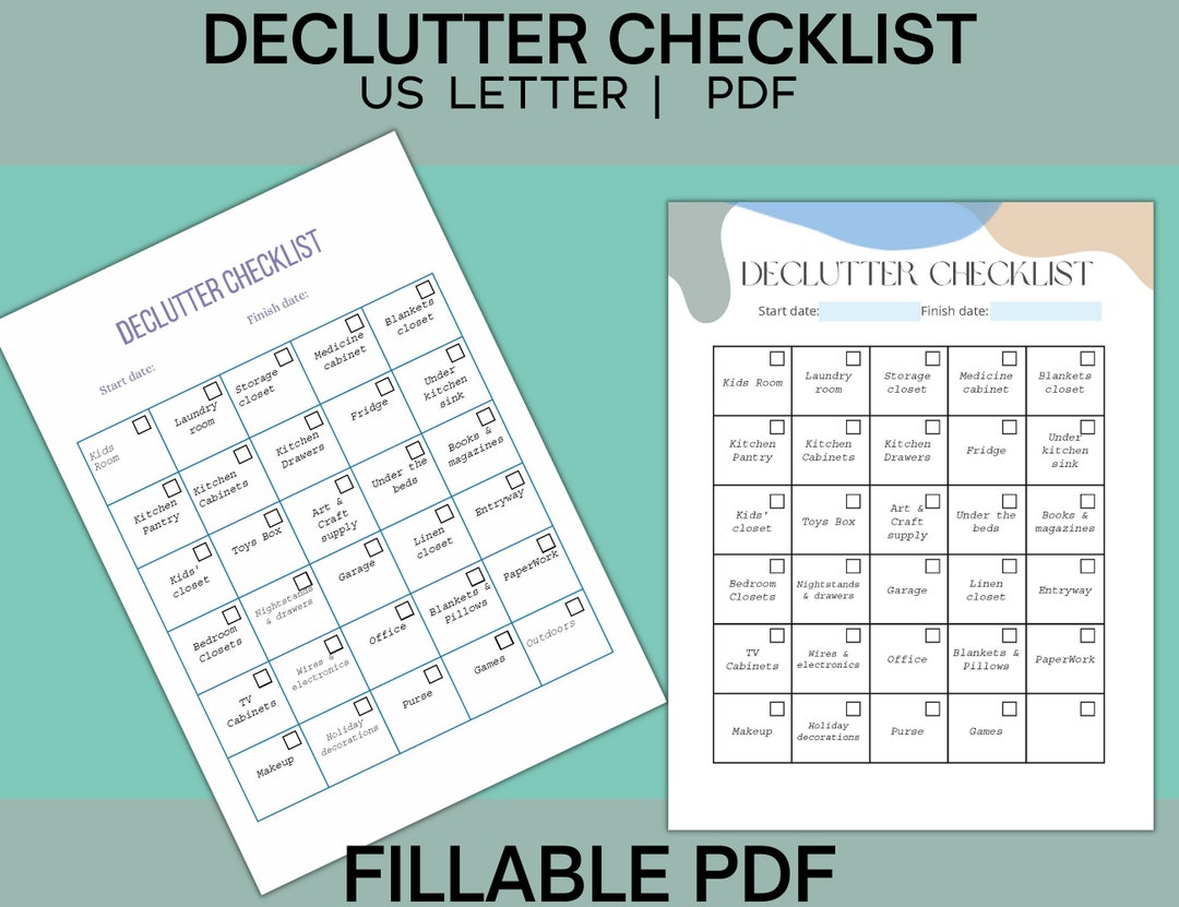 Declutter Checklist Editable, Decluttering Checklist, Declutter ...