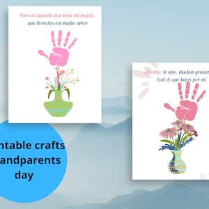 Dia de los abuelos arte de huella de mano, regalo para abuelita en espanol, manualidad para abuelita