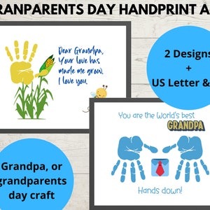 Abuelos día huella de la mano abuelo artesanía regalo, abuelo recuerdo huella de la mano arte, regalo para el abuelo DIY descarga instantánea imprimible
