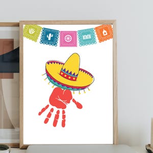Artisanat d'empreinte de main ou d'empreinte de pas sombrero, artisanat du Mois du patrimoine hispanique, indépendance du Mexique, artisanat imprimable cinco de mayo