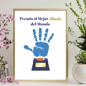Mejor abuelo handprint art, Gift for abuelo in spanish, Thank you grandpa Printable gift  for grandpa from grandkids in spanish