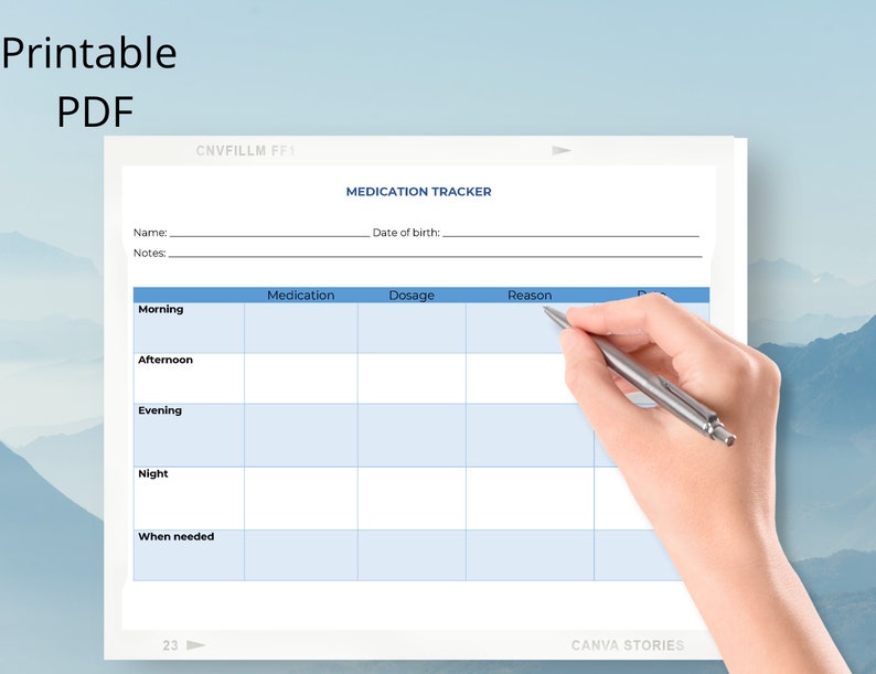 Medication Tracker Fillable, Editable Medication Log, Medicine Tracker ...