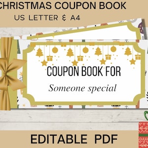 Libro de cupones navideño, libro de cupones editable para regalo de Navidad
