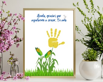 Abuelo handprint art, Gift for abuelo in spanish, Thank you grandpa Printable gift  for abuelo from grandkids in spanish