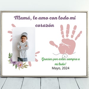 Moederdag, moeder handafdruk Mama foto handafdruk kunst in het Spaans Moederdag aandenken kunst, Moederdag afdrukbaar, Mama geschenken