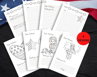 Carta de agradecimento para colorir do Dia dos Veteranos, artesanato de agradecimento aos veteranos, cartão de agradecimento aos veteranos, decoração patriótica, arte para impressão, download instantâneo