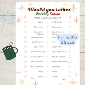 Winter would you rather, Holiday edition, printable game