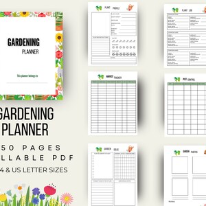 Planificador de jardinería imprimible, Planificador de jardines rellenable, diario imprimible del cuidado de las plantas