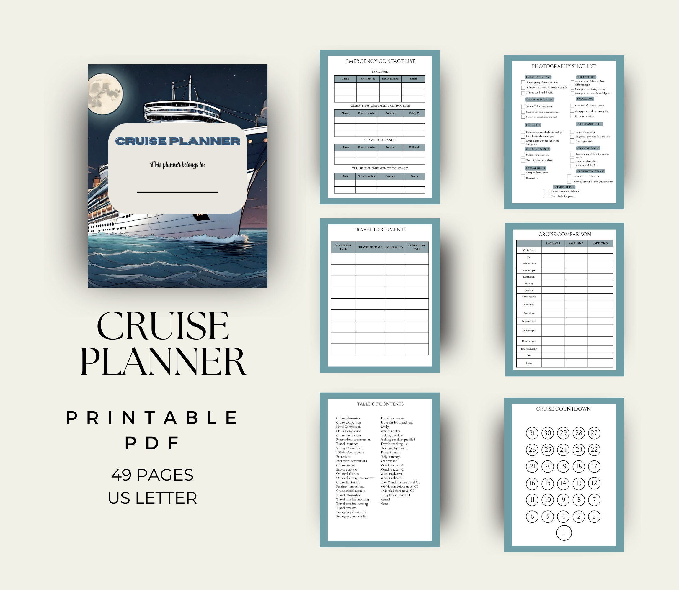Cruise Planner Printable Includes Packing List and Itinerary, Travel ...